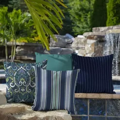 New Kirklands Home Sapphire Stripe Outdoor Pillows, Set of 2