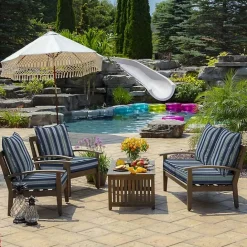 Online Kirklands Home Sapphire Stripe 2-pc. Outdoor Deep Seat Cushion Blue