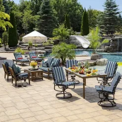 Online Kirklands Home Sapphire Stripe 2-pc. Outdoor Deep Seat Cushion Blue