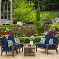 Kirklands Home Sapphire Texture Outdoor Deep Seat Cushions Blue