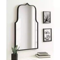 Kirklands Home Satin Arched Scallop Wall Mirror Black