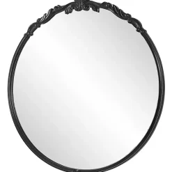 Sale Kirklands Home Satin Black Ornate Round Wall Mirror