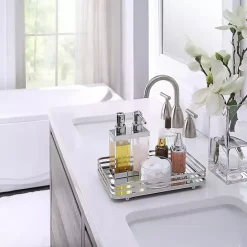 Outlet Kirklands Home Satin Nickel Mirrored Vanity Tray Silver