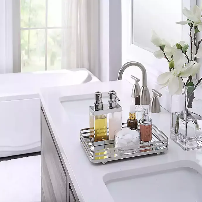 Outlet Kirklands Home Satin Nickel Mirrored Vanity Tray Silver