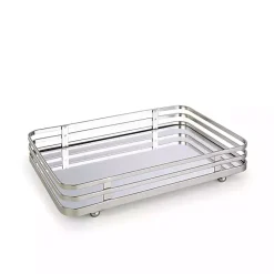Outlet Kirklands Home Satin Nickel Mirrored Vanity Tray Silver
