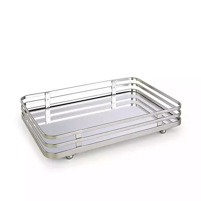 Outlet Kirklands Home Satin Nickel Mirrored Vanity Tray Silver