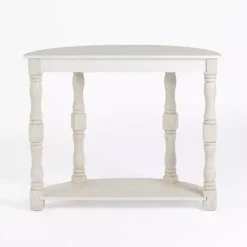 Outlet Kirklands Home Savannah Cream Distressed Half Moon Console Table White