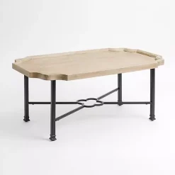 Clearance Kirklands Home Scalloped Wood and Metal Coffee Table Black