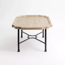 Clearance Kirklands Home Scalloped Wood and Metal Coffee Table Black