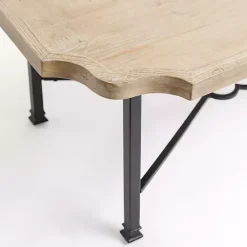 Clearance Kirklands Home Scalloped Wood and Metal Coffee Table Black