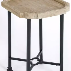 Clearance Kirklands Home Scalloped Wood and Metal Accent Table