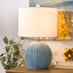 Outlet Kirklands Home Sea Blue Round Textured Table Lamp White