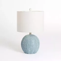 Outlet Kirklands Home Sea Blue Round Textured Table Lamp White