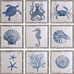 New Kirklands Home Sea Creatures Framed Wood Art Prints, Set of 9
