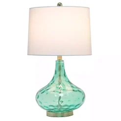 Sale Kirklands Home Seafoam Dimpled Glass Teardrop Table Lamp Blue