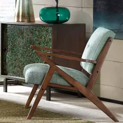 Hot Kirklands Home Seafoam Mid-Century Pecan Finish Accent Chair