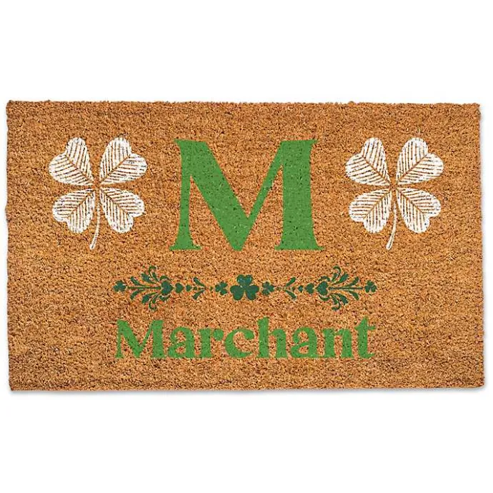Clearance Kirklands Home Shamrock Personalized Monogram Coir Doormat