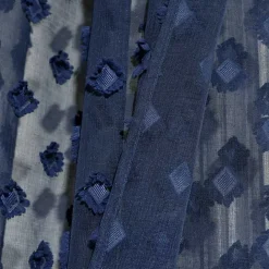 Outlet Kirklands Home Sheer Navy Dotted Curtain Panel Set, 84 in. Blue