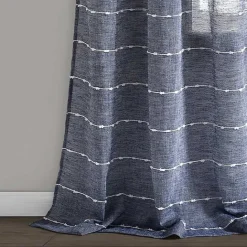 Hot Kirklands Home Sheer Navy Striped Curtain Panel Set, 95 in. Blue
