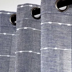 Online Kirklands Home Sheer Navy Textured Curtain Panel Set, 84 in. Blue