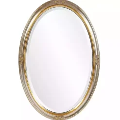 Clearance Kirklands Home Silver and Gold Carlton Oval Wall Mirror