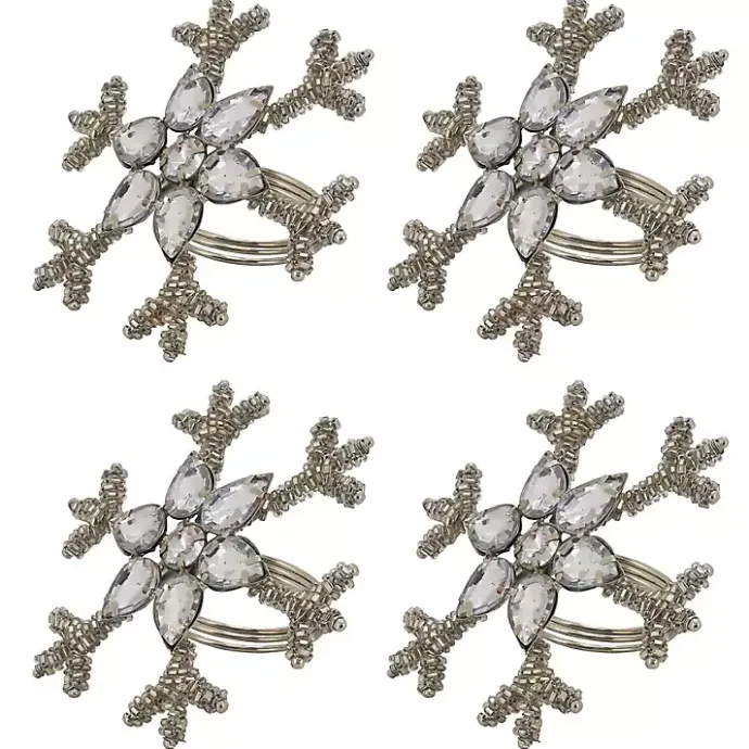 Online Kirklands Home Beaded Snowflake Napkin Rings, Set of 4 Silver