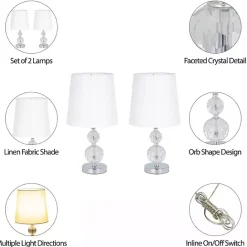 Online Kirklands Home Silver Crystal Orb Table Lamps, Set of 2 White