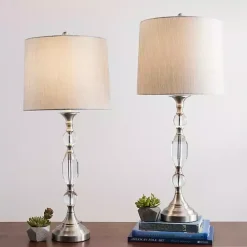 Hot Kirklands Home Silver Crystal Table Lamp, Set of 2 White