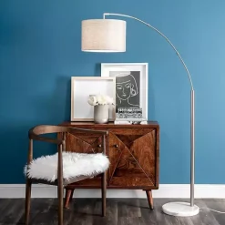 Clearance Kirklands Home Curved Floor Lamp with Marble Base Silver