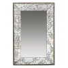 Best Kirklands Home Silver Floral Rectangle Wood Wall Mirror