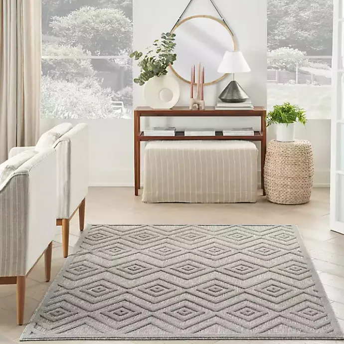 Sale Kirklands Home Gray Diamond Indoor/Outdoor Area Rug, 4x6 Silver