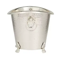 New Kirklands Home Hammered Metal Footed Wine Bucket Silver