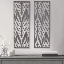 Outlet Kirklands Home Silver Madison Park Florian Wall Plaques, Set of 2 Gray
