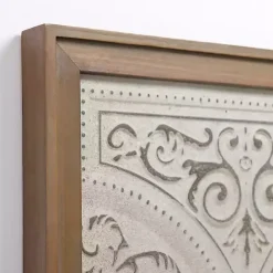 Discount Kirklands Home Silver Medallion Metal and Wood Wall Plaque