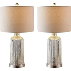 Discount Kirklands Home Silver Mercury Glass Ribbed Table Lamps, Set of 2 Tan