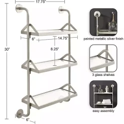 New Kirklands Home Metal and Glass 3-Tier Wall Shelf Silver