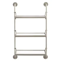 New Kirklands Home Metal and Glass 3-Tier Wall Shelf Silver