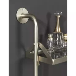 New Kirklands Home Metal and Glass 3-Tier Wall Shelf Silver