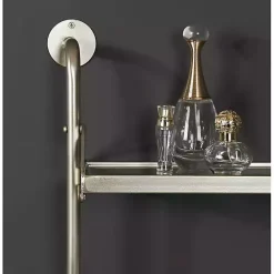New Kirklands Home Metal and Glass 3-Tier Wall Shelf Silver