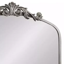 Discount Kirklands Home Silver Metal Arch Ornate Crown Wall Mirror