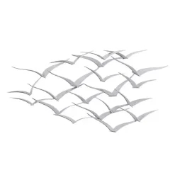 Hot Kirklands Home Metal Flock of Birds Wall Plaque Silver