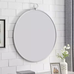 Online Kirklands Home Metal Frame Round Wall Mirror Silver
