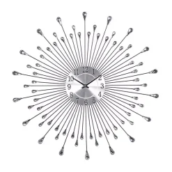 Hot Kirklands Home Silver Metal Sunburst Droplet Frame Clock