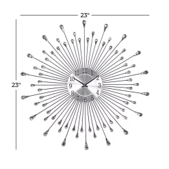 Hot Kirklands Home Silver Metal Sunburst Droplet Frame Clock