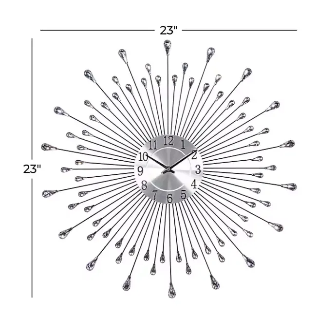 Hot Kirklands Home Silver Metal Sunburst Droplet Frame Clock