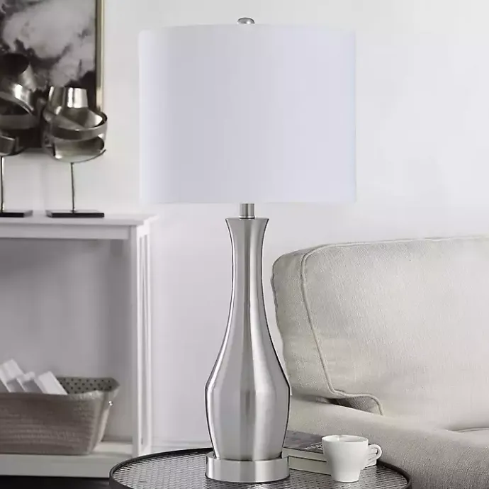 Sale Kirklands Home Silver Metal Taper Table Lamp White