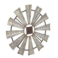New Kirklands Home Metal Windmill Wall Plaque Silver