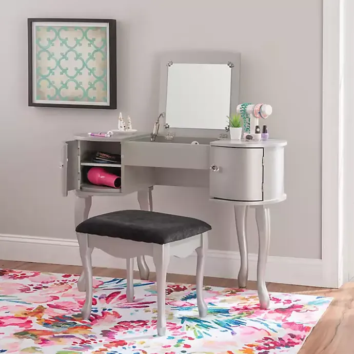 Online Kirklands Home Silver Paloma Flip-Top 2-pc. Vanity Set Gray