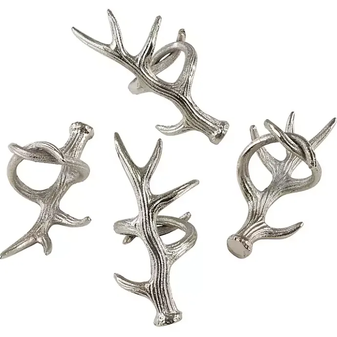 Discount Kirklands Home Reindeer Antler Napkin Rings, Set of 4 Silver