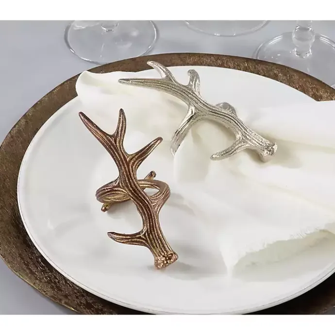 Discount Kirklands Home Reindeer Antler Napkin Rings, Set of 4 Silver